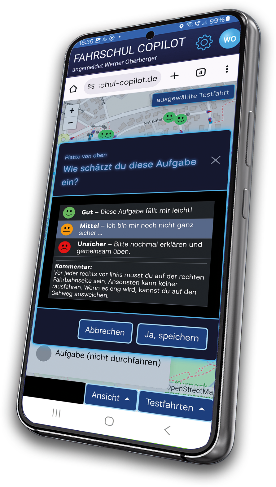 Schüler-Online-Plattform – Kartenansicht